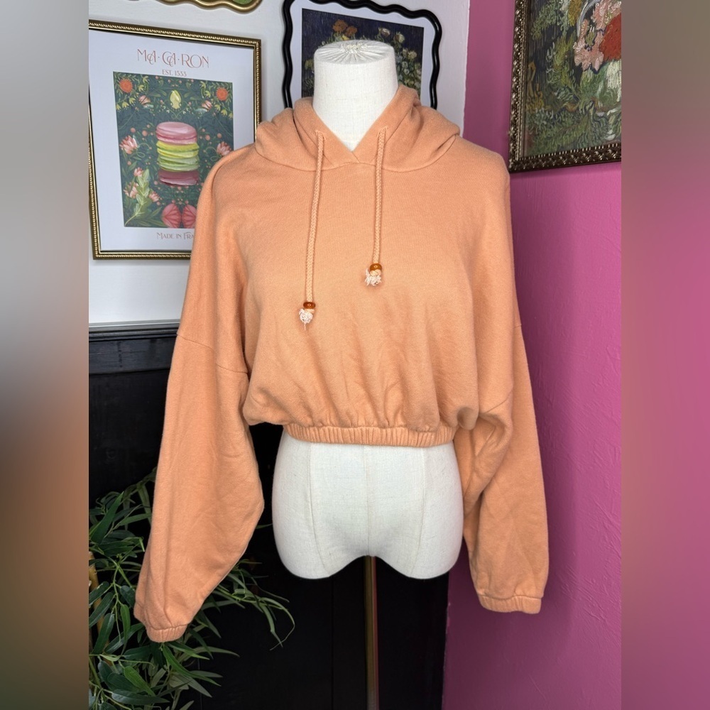 DONNI. Women’s Vintage Fleece Gem Cropped Hoodie in Penny Sz XS